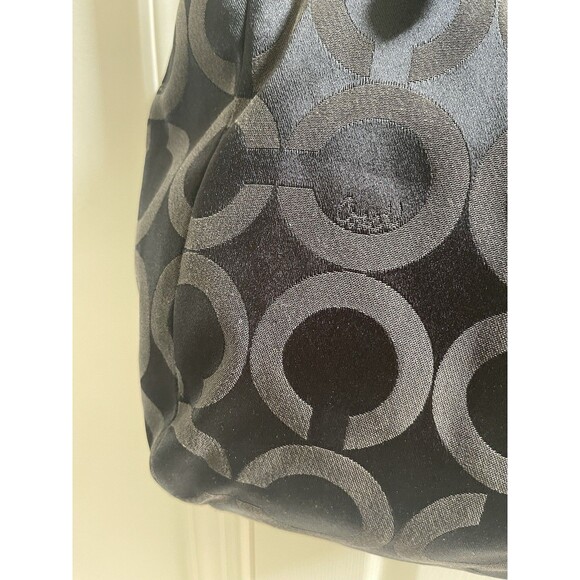 COACH SIGNATURE MIA OP ART TOTE SHOULDER BAG J1182-F15758 Black Purple Lining - Picture 8 of 16